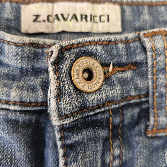 Z Cavaricci 90s Y2K Girls Denim Cutoff Shorts Sz 7 Frayed Hem Snap Flap Pockets - Picture 5 of 8